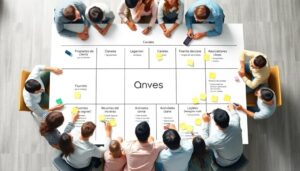 Personas trabajando juntas en un plan estratégico.