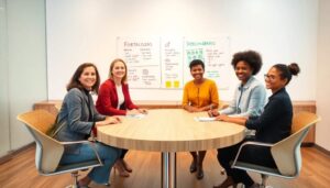 Reunión de negocios en oficina moderna