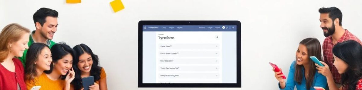 Grupo usando dispositivos junto a ordenador con formulario.