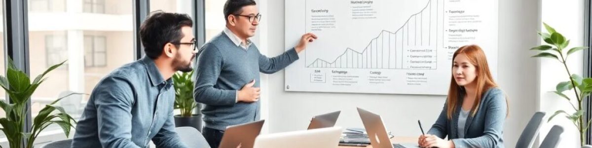 Reunión de trabajo con presentación de gráficos.