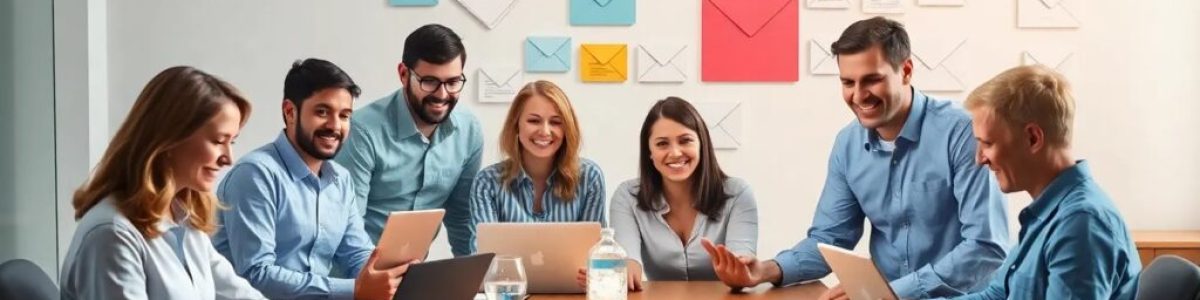 Reunión de equipo con dispositivos electrónicos y papeles.