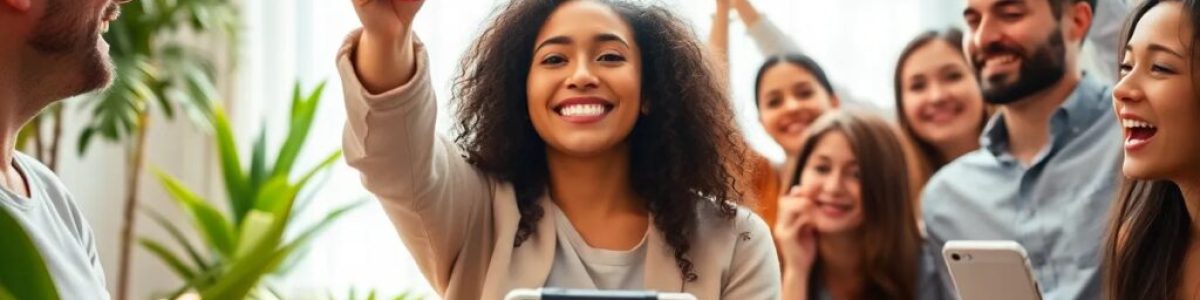 Personas felices tomando selfies en grupo alegre.