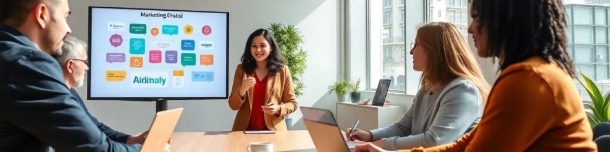 Presentación de marketing en sala de reuniones
