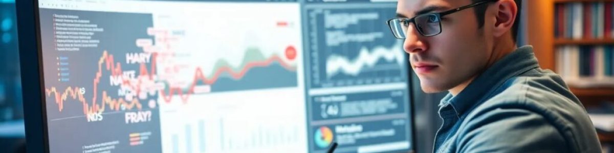 Analista observa gráficos en pantalla de ordenador.