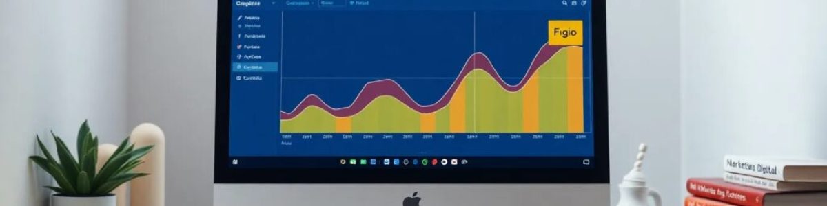 Gráfica de datos en ordenador de oficina moderna.