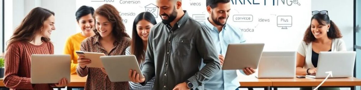 Personas trabajando en estrategias de marketing digital.