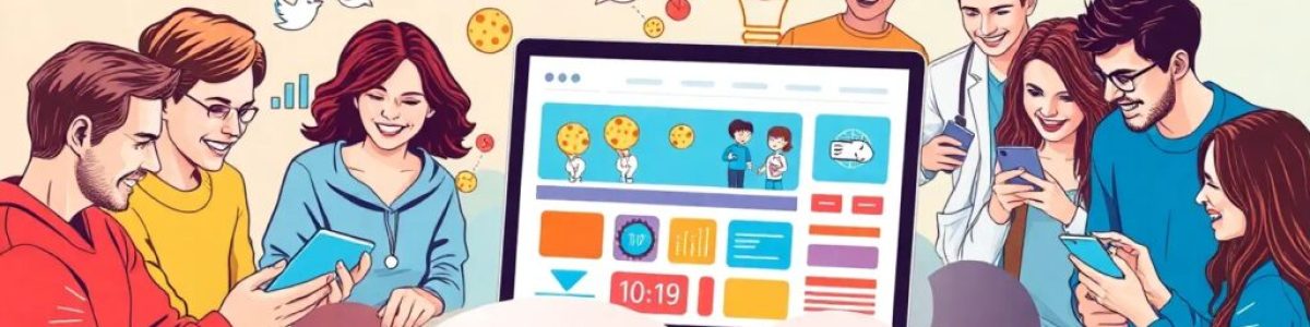 Personas colaboran frente a pantalla digital.