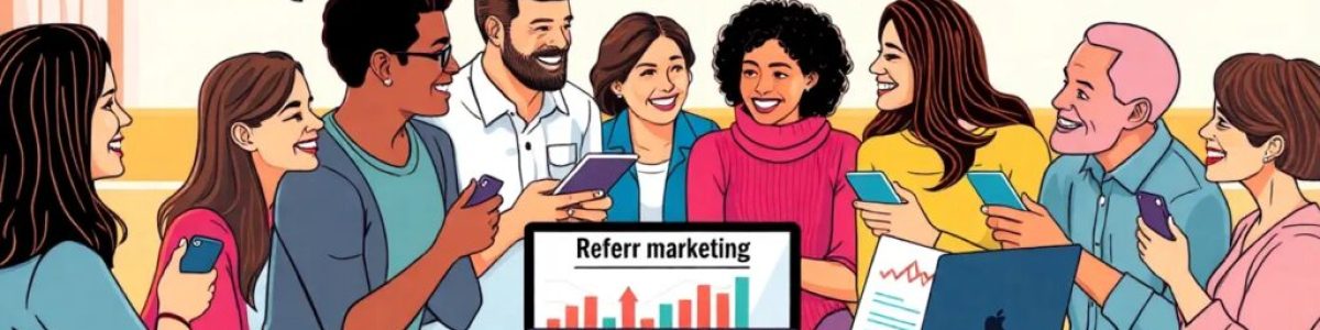 Grupo compartiendo ideas sobre marketing de referidos.