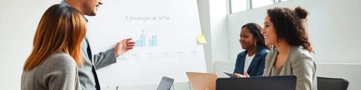 Reunión de equipo discutiendo estrategias de ventas.